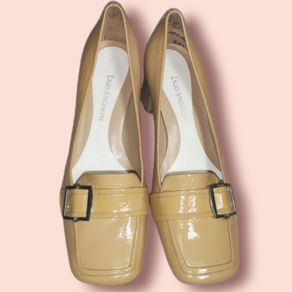 Patent square-toe buckle loafer heels - Picture 4 of 12